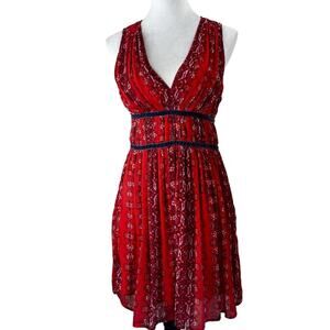 Abercrombie & Fitch Red Floral Boho Dress Women’s Medium Sleeveless Empire Waist